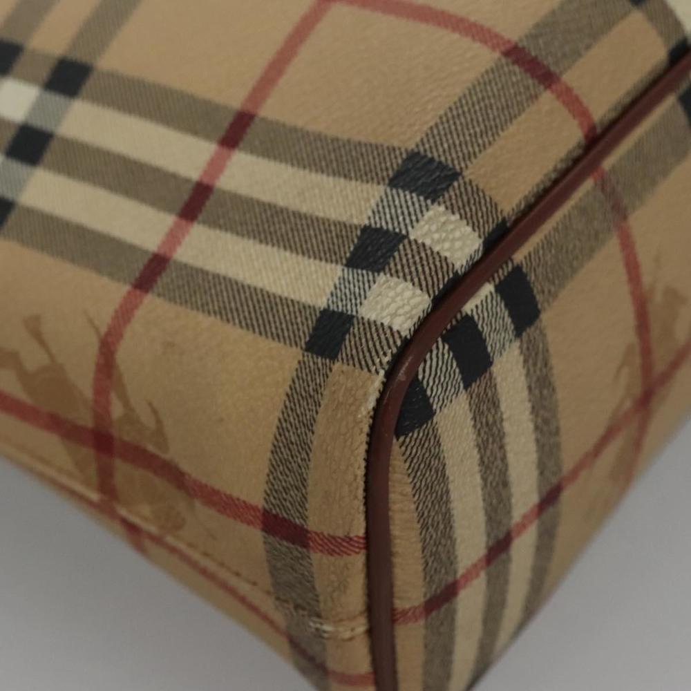 BURBERRY Nova Check Hand Bag PVC Beige Brown gold Auth 110504 - Picture 15 of 16